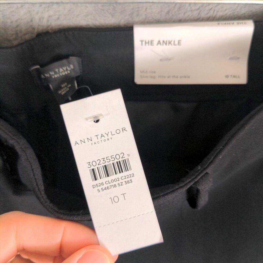 NWT Ann Taylor The Ankle Pants Size 10 Tall Black Mid Rise Straight Leg Classic - Picture 8 of 8